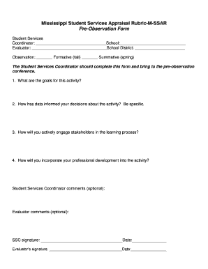 M SSAR Pre Observation Conference Form Healthyschoolsms