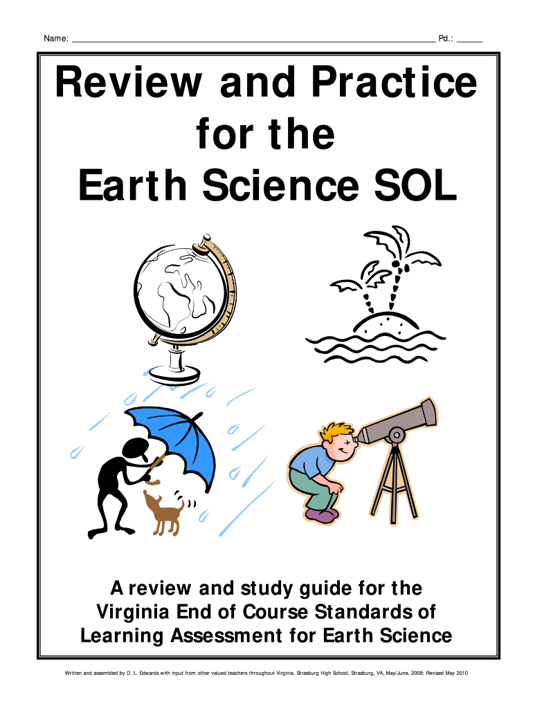 Review and Practice for the Earth Science Sol  Form
