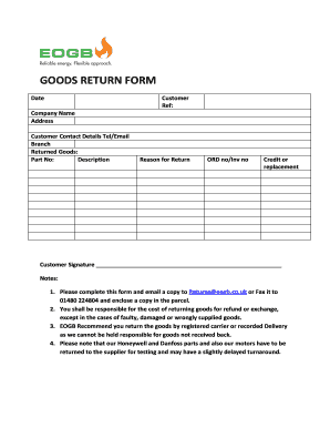 Goods Return Form