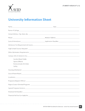 University Information Sheet