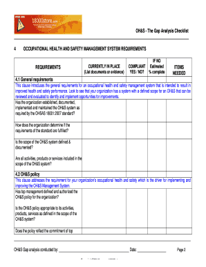 Health and Safety Gap Analysis Template Excel  Form