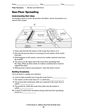 Seafloor Spreading Diagram Answer Key  Form