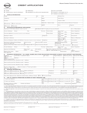 NCFS Credit Application PDF 91KB Nissan Canada  Form