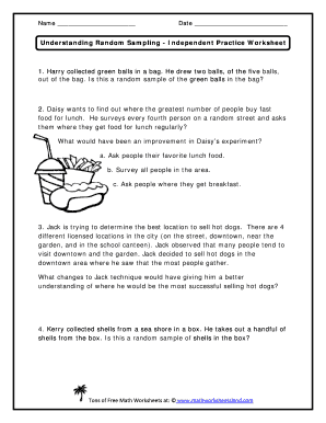 Understanding Random Sampling Independent Practice Worksheet Answer Key  Form