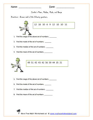 Zombie Math Worksheets  Form