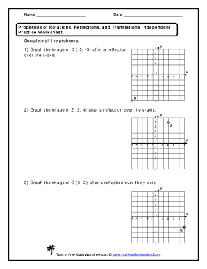 Reflections Practice Worksheet Answer Key PDF  Form