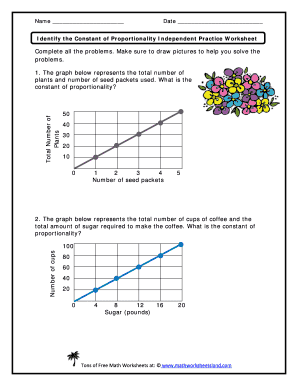 Identify the Constant of Proportionality Independent Practice Worksheet Answer Key  Form