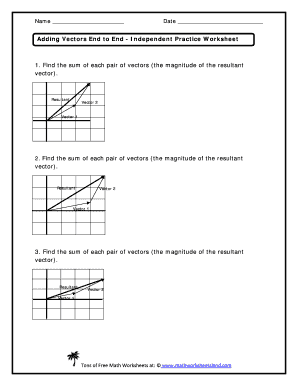 Vector Problems Worksheet with Answers PDF  Form