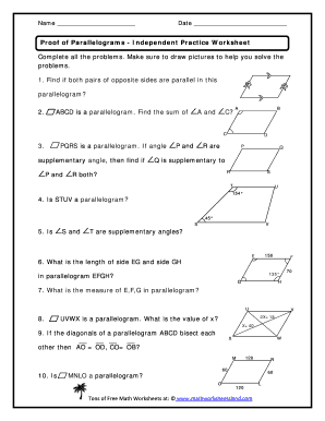 Crack the Code Properties of Parallelograms Answer Key  Form