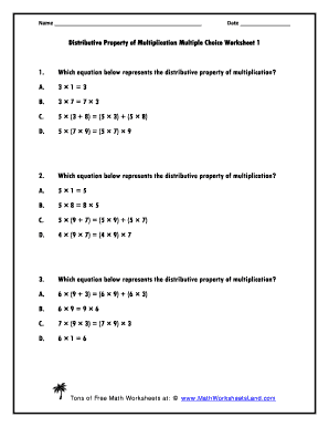 Distributive Property of Multiplication Worksheets PDF  Form