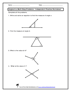 Multi Step Angle Problems Worksheet  Form