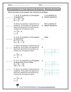 Systems of Equations Matching Activity PDF  Form