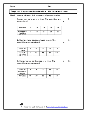 Proportional Tables Worksheet PDF  Form