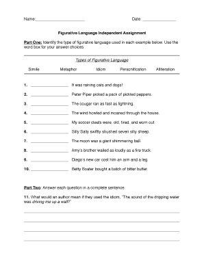 Figurative Language Assignment  Form