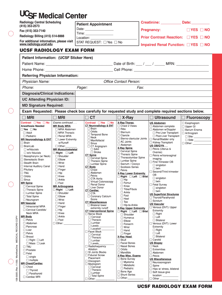  Radiology Form 2009-2024