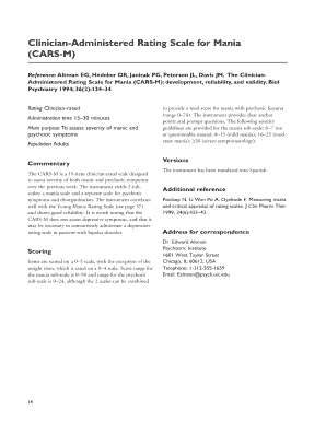 Clinician Administered Rating Scale for Mania PDF  Form