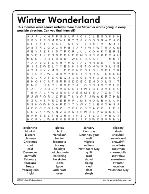 Winter Wonderland Word Search  Form