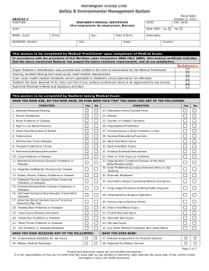 Seafarer Medical Certificate Form