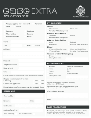 Ease Card North Tyneside  Form