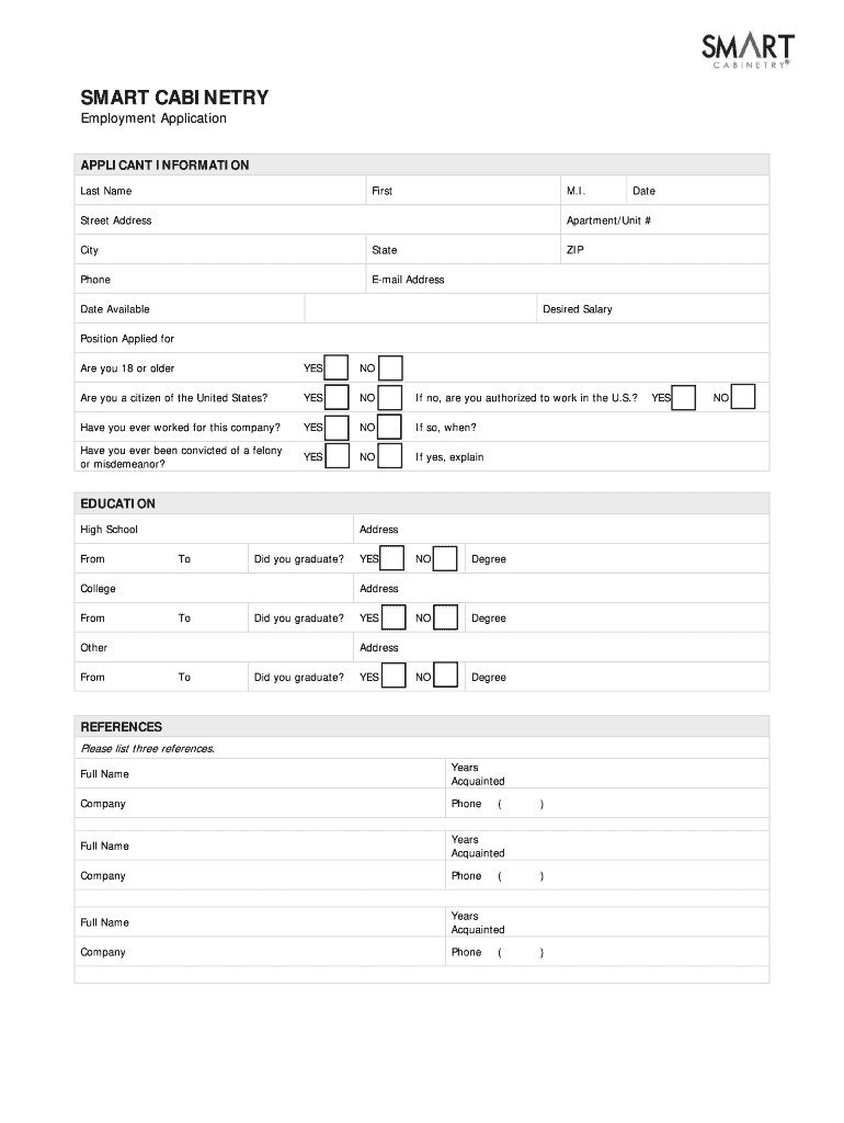 Smart Cabinetry Jobs  Form