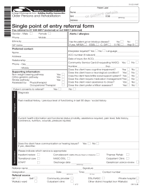 Single Point of Entry  Form