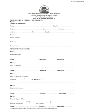 Student Course Transfer Form Tum Ac