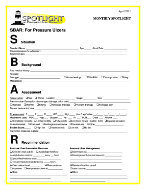 Sbar for Pressure Ulcer  Form