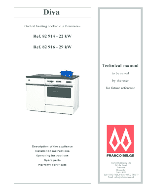 FRANCO BELGE Diva 22 29 Cookers Harworth Heating Ltd  Form