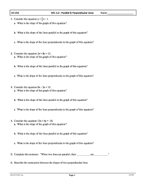 Parallel and Perpendicular Lines Worksheet Answers Key Geometry PDF  Form