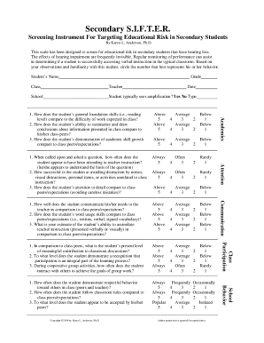 Secondary Sifter  Form