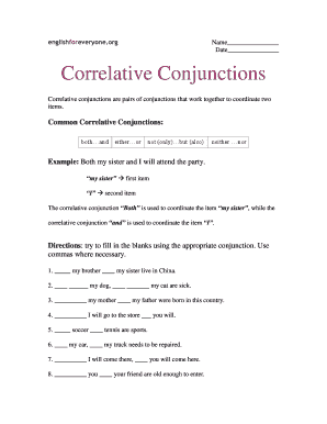 Correlative Conjunctions Worksheets with Answers PDF  Form