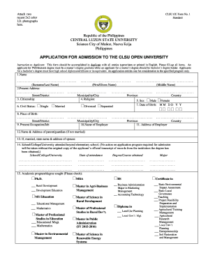 Clsu Open University  Form