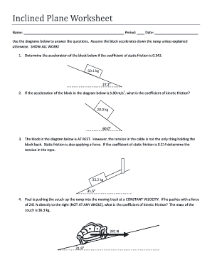 Inclined Plane Worksheet Answers  Form