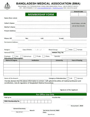 Bangladesh Medical Association  Form