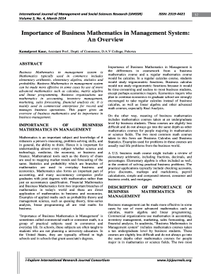 Importance of Business Mathematics PDF  Form