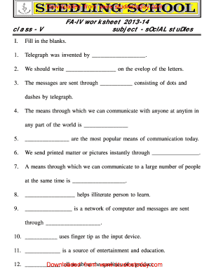 CBSE Class 5 Social Studies Sample Paper SA1 B2015b 2pdf  Form