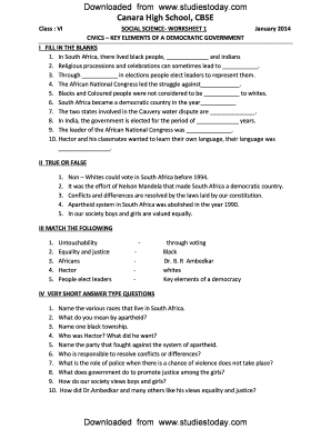 What is Government Class 6 Worksheet  Form