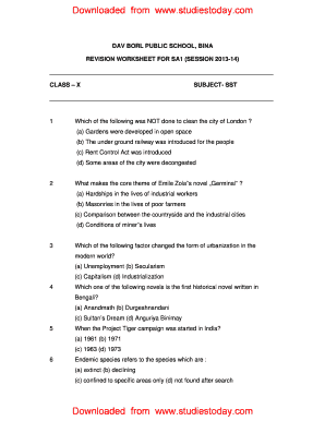 Assignment 1 Class 10 Social Science  Form