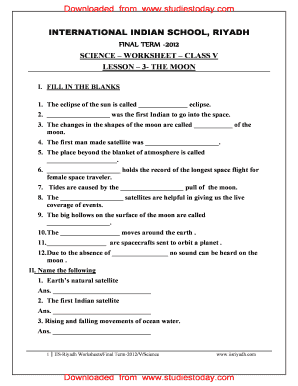 Icse Class 5 Science Worksheets PDF  Form