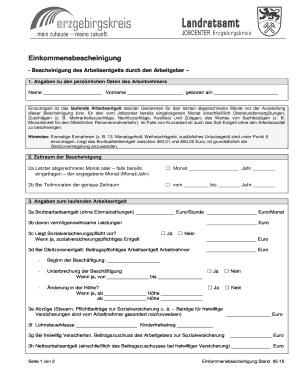 Einkommensbescheinigung  Form