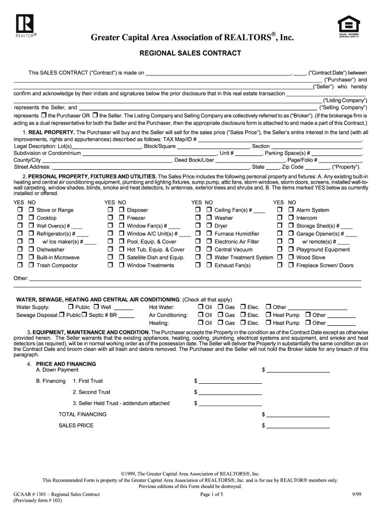  Regional Sales Contract Washington Dc Form 1999