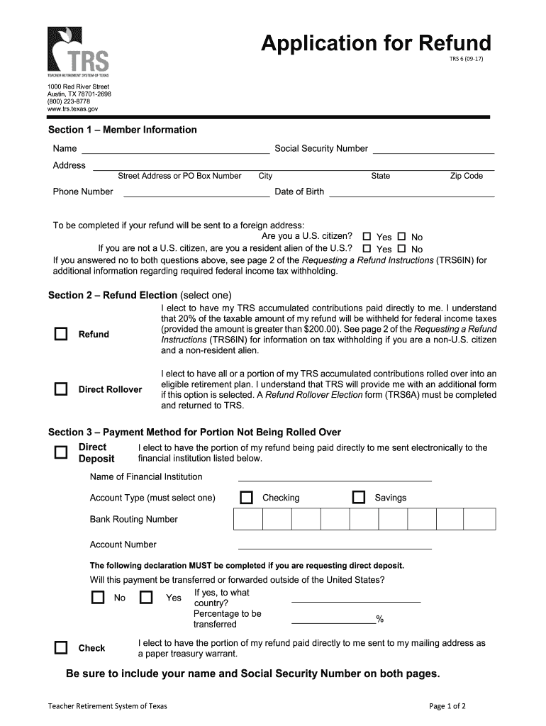 Trs6a Form 2017-2024