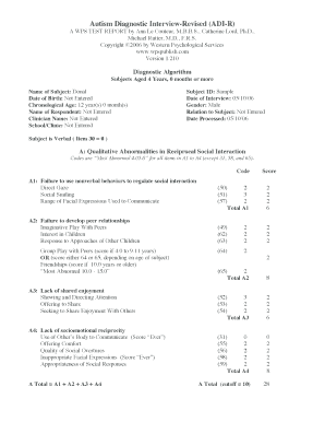 Adi R Questionnaire PDF  Form