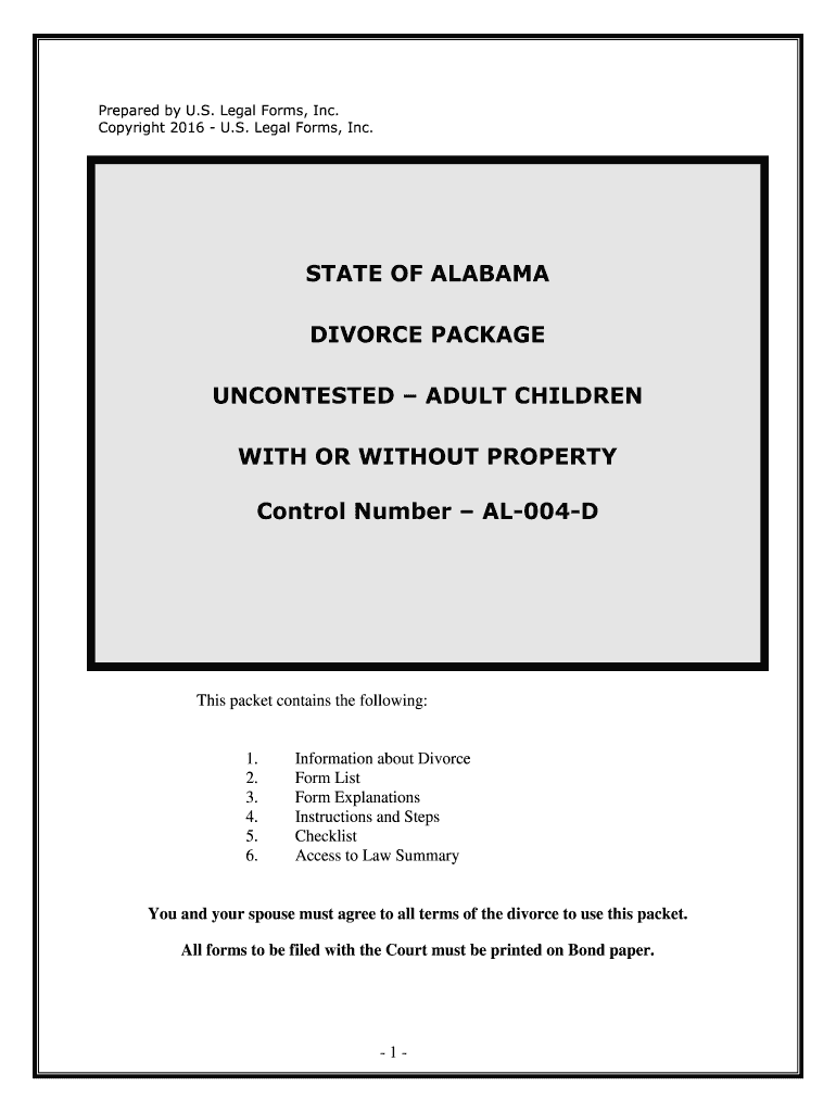 Fill and Sign the Uncontested Adult Children Form