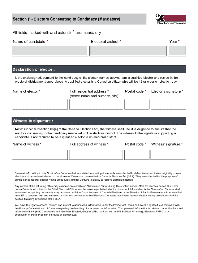 Electors Candidacy  Form